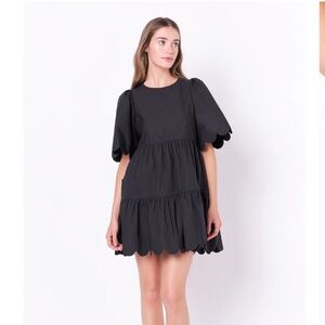 Elegant Black Scalloped Dress